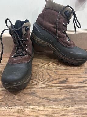 Polaris Thermolite Winter Snow Boots Brown Leather Duck Pac Boots Mens Sz 10